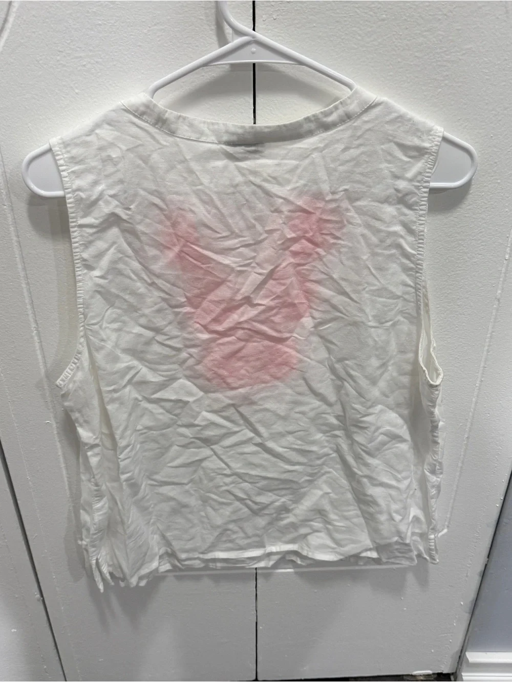 J Crew White and Pink Linen Tank Top